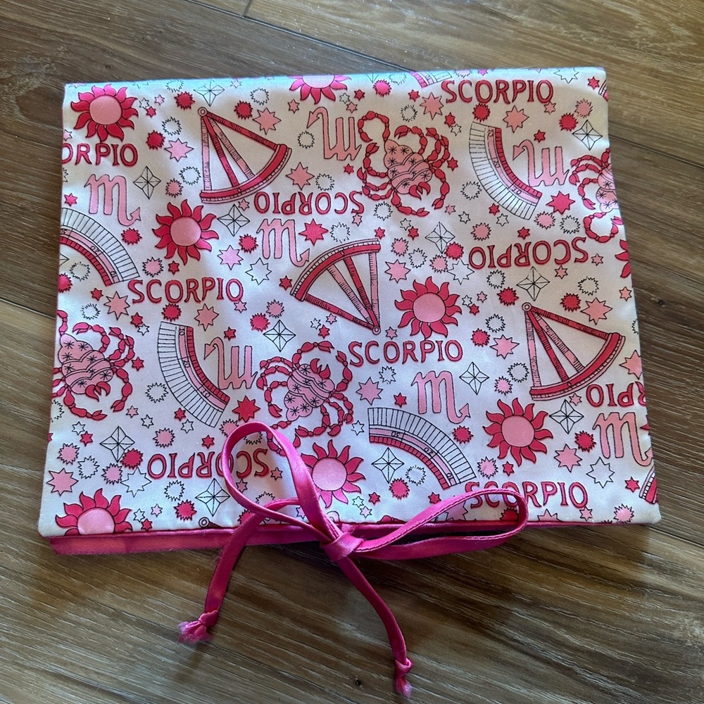Vintage Andre Richard Scorpio Zodiac Print Satin Sachet Pouch